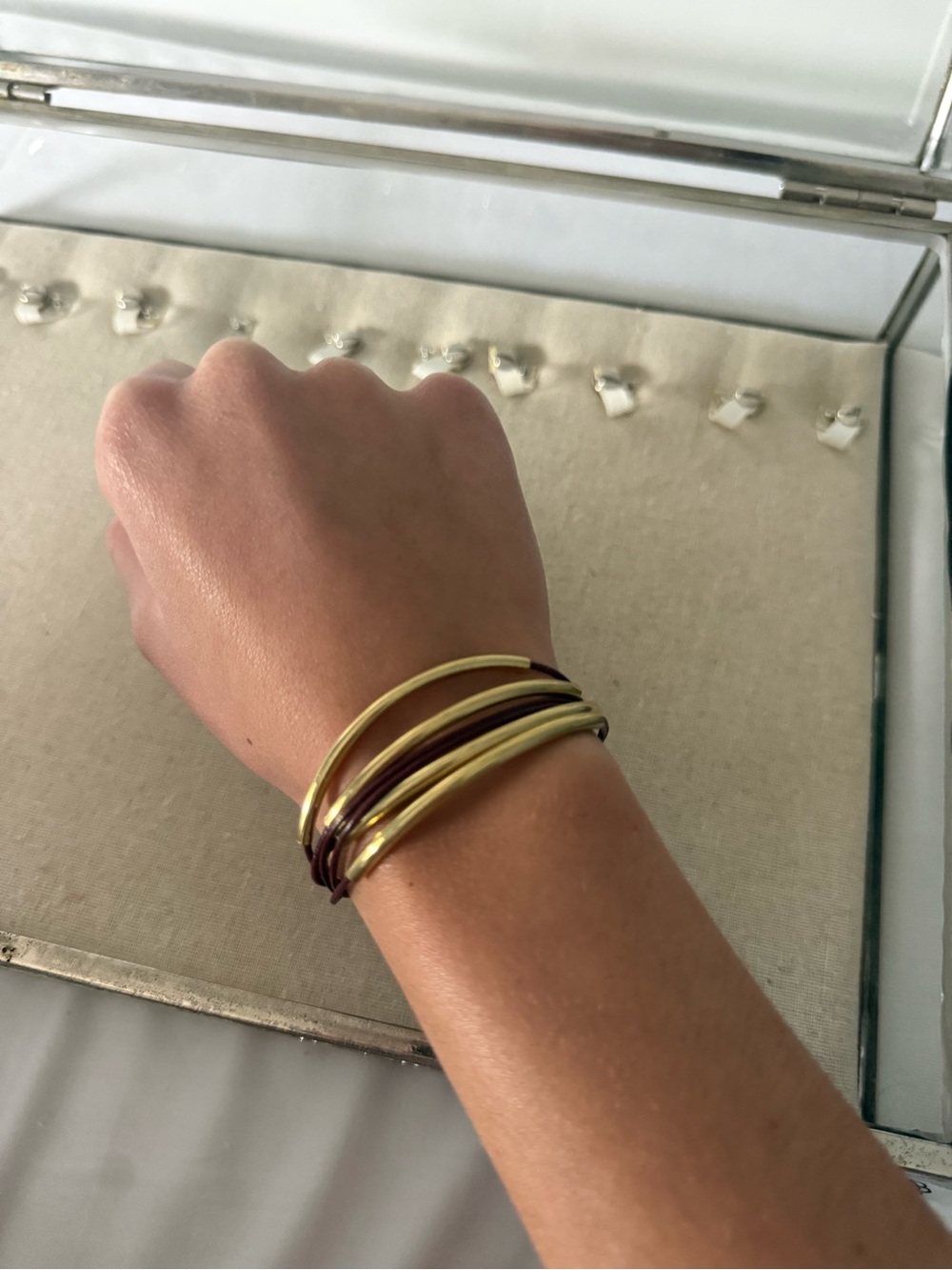 Gold and Brown Multi-Band Wrap Bracelet - Women Jewelry